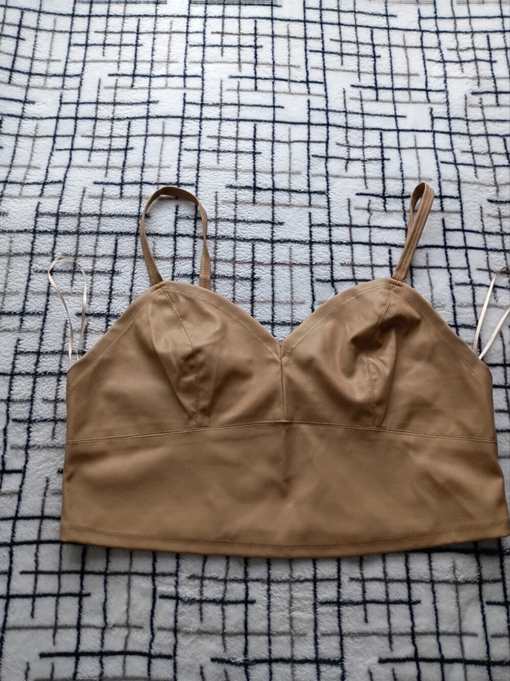 Vivid Size XL Tan Faux Leather Bustier Crop Top NEW WITH TAGS